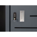 thumbnail of 1er-Mülltonnenverkleidung mit Brennholzlager HWC-H40, Mülltonnenbox, 125x130x80cm erweiterbar Metall 45kg ~ anthrazit