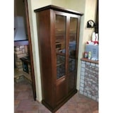 thumbnail of shopinnovativo -Vetrina colore noce con 2 ante 2 ante con vetro in stile classico in legno e mdf con rifinitura in noce lucido 90x41x186 H