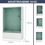 thumbnail of Akustikkabine mit Schalldämmung SALLY 185x115x40cm Weiß-Grün Telefonkabine Meetingbox Telefonbox Akustikbox Bürokabine Großraumbüro