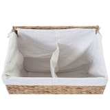 thumbnail of Wäschekorb HWC-C27, Wäschesammler Wäschesortierer Truhe, 2 Fächer Wasserhyazinthe 50x60x43cm 129l