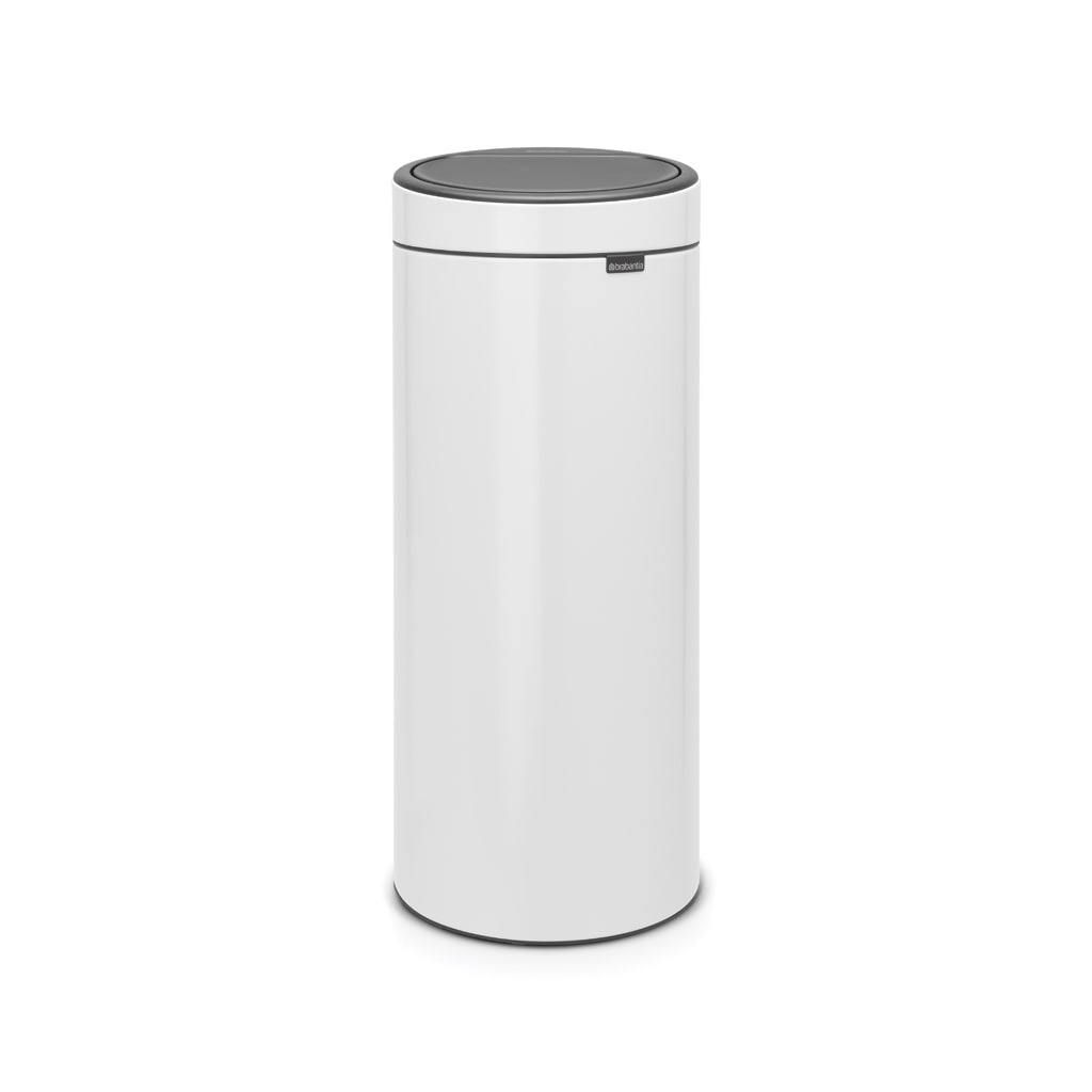 Brabantia Touch Bin, 30L Rund Kunststoff, Edelstahl Weiß