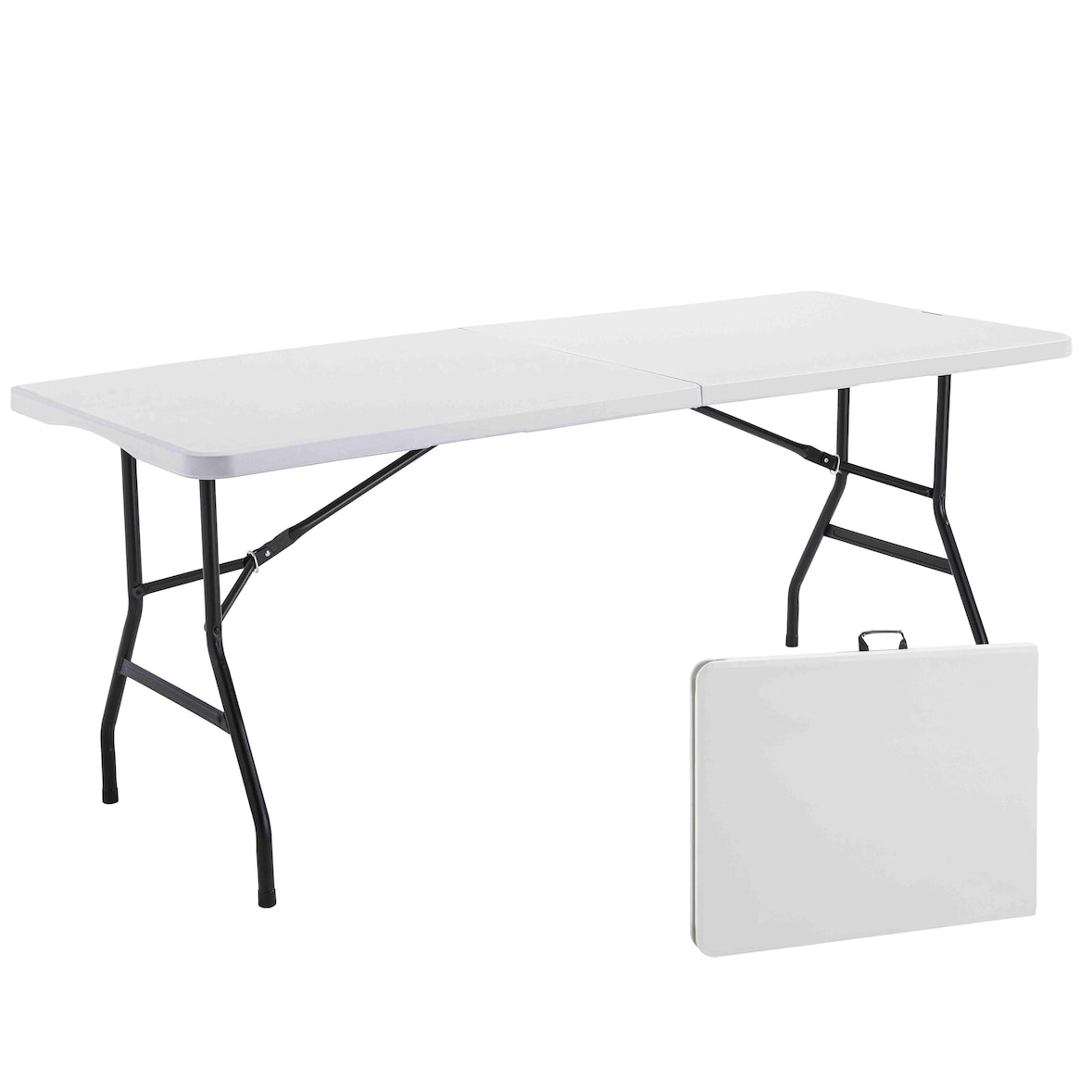 Table de réception pliante 180 cm blanche en PEHD  8 places - Oviala