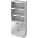thumbnail of bümö office Aktenschrank mit Hängeregister-Schubladen abschließbar, Büroschrank Holz, 80cm breit in Weiß/Silber - Hängeregistratur für Hängeordner,