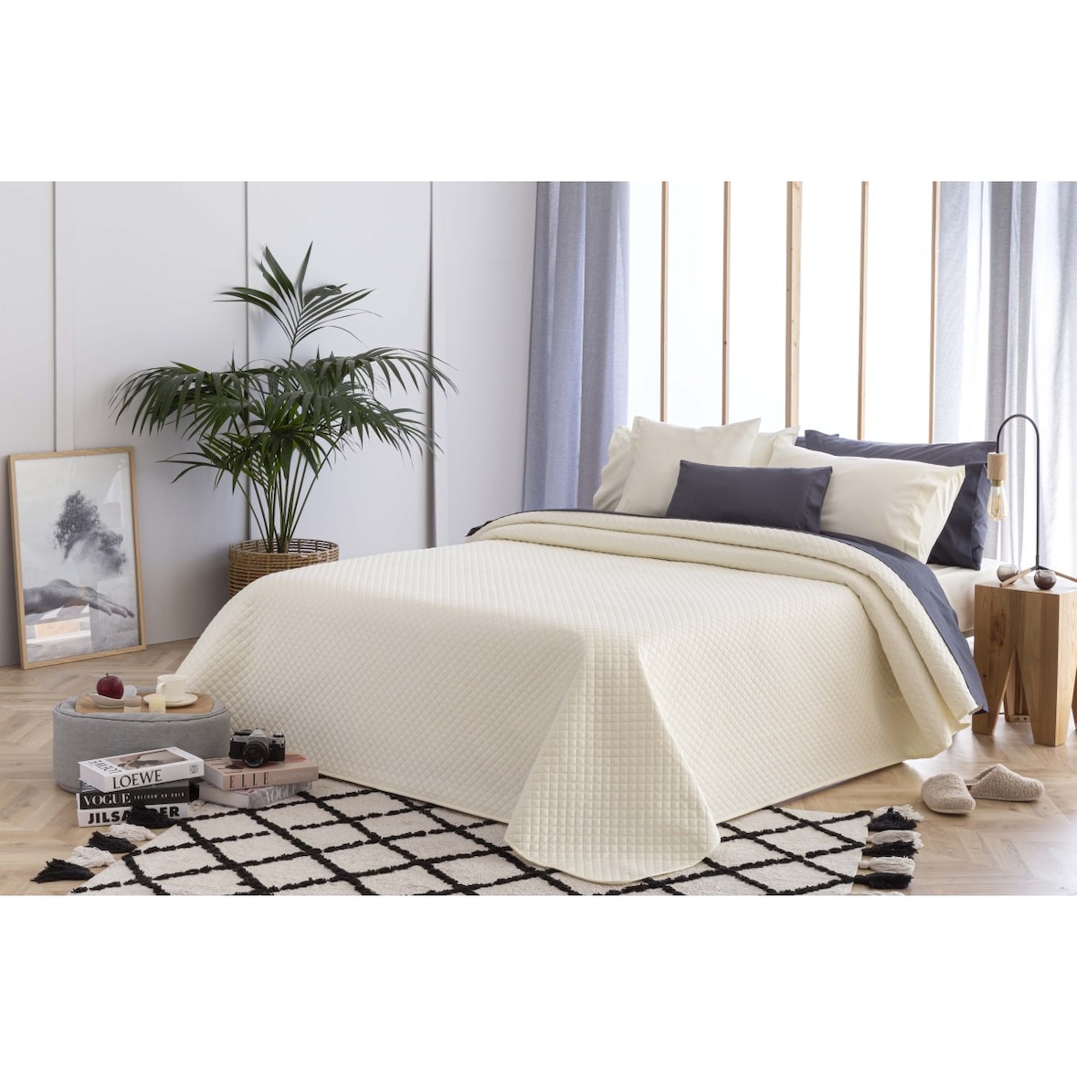 COLCHA ROMBO BEIGE CAMA 80/90 - 180X260CM
