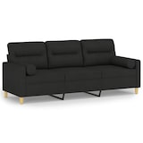 thumbnail of vidaXL 3-Sitzer-Sofa mit Zierkissen Schwarz 180 cm Stoff
