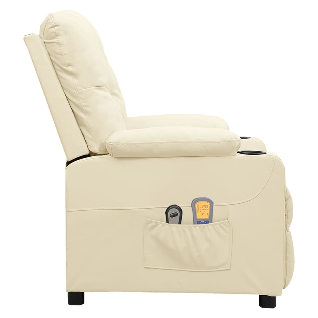 vidaXL Massagesessel Elektrisch Creme Kunstleder