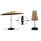 thumbnail of Parasol double 4,6x2,6 m avec LED solaire intégré, manivelle et double toit ventilé, idéal pour jardin, piscine et terrasse - ALISEO