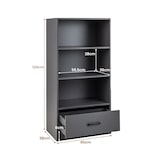 thumbnail of COSTWAY 120 cm estante com gavetas e compartimentos abertos, prateleira de armazenamento de madeira de 4 níveis, prateleira de pé (cinza)