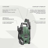 thumbnail of BRASQ Hogedrukreiniger HPW 105 - Terrasreiniger - Hogedrukspuit - 1400 Watt - 105 bar - max. 426 liter / uur - Inclusief accessoires - Complete set