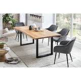 thumbnail of SalesFever Eettafel Tree Edge | 200 x 100 cm | Tafelblad massief eiken | Onderstel metaal zwart | B 200 x D 100 x H 75 cm | natuur