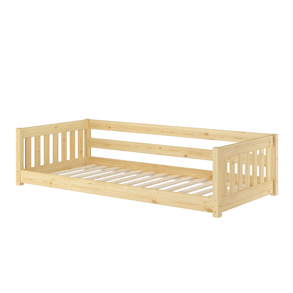 Niedriges Kinderbett Bodenbett 90x200 Kiefer massiv Zubehör wählbar V-60.28-09 Rollrost inkl.