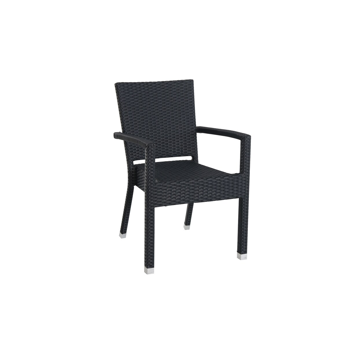 METRO PROFESSIONAL Cadeira empilhável Barbados com braços, rattan PE, preto