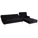 thumbnail of Schlafsofa HWC-K22, Couch Ecksofa Sofa, Liegefläche links/rechts Schlaffunktion 236cm ~ Samt schwarz