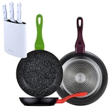 thumbnail of BERGNER - Set di 3 Padelle Jolie Ø20/Ø24/Ø28 cm Colore Nero con Set di 3 coltelli con supporto da parete in acciaio inossidabile