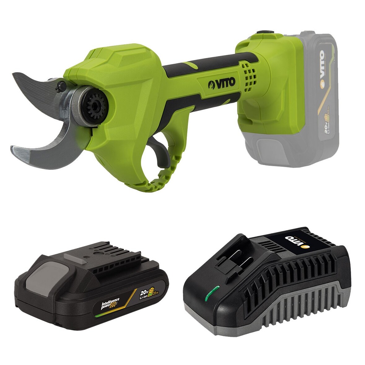 Tijeras de poda inalámbricas EGO LI de 20 V Corte de batería de litio de 2 Ah Ø 30 mm Motor sin escobillas Cargador rápido VITO