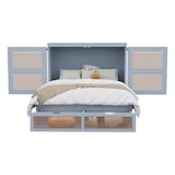 thumbnail of Schrankbett 140x200 cm mit Stauraum – platzsparendes Klappbett im modernen Rattan-Design, grau, ideal für kleine Räume