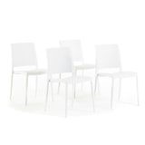 thumbnail of Set van 4 stapelbare stoelen van polypropyleen met glasvezel, voor tuin of binnengebruik, waterafstotend en duurzaam, modern design – MARIA – Wit
