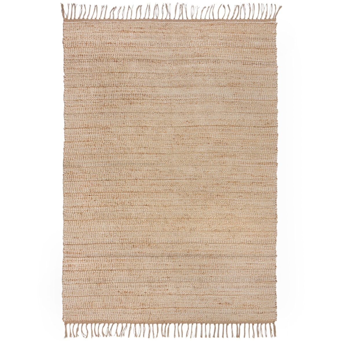 Handgewebter Teppich mit Fransen in Beige `Conwy` - Natürlich & Stilvoll. 200x290 cm | Kadima Design