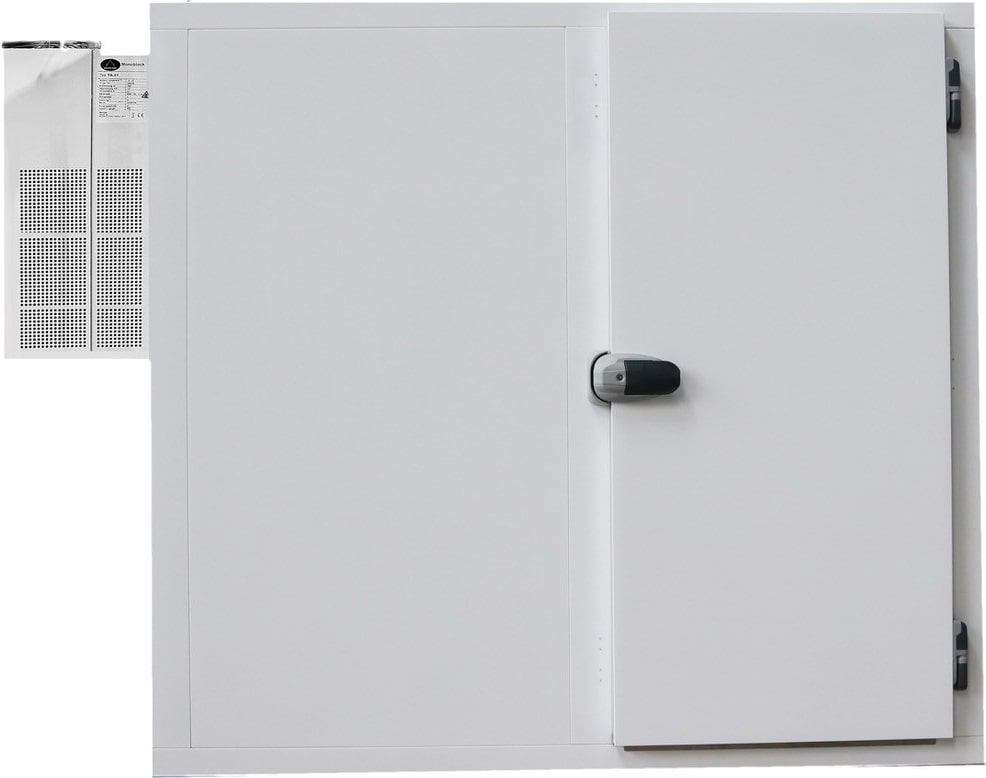 Premium Tiefkühlzelle Kühlhaus Made in Germany 1800x2400x2250mm 7,2 m³ Aggregat -15/-20°C & Regal & Aufbau