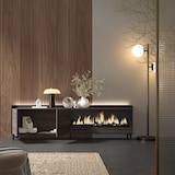 thumbnail of TV-Schrank, Lowboard, 212x61x35 cm, Für TV-Geräte bis zu 80", Elektrokamin XXL, Industriedesign, LED, Dunkler Eiche und Schwarz