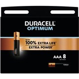 thumbnail of DURACELL piles alcalines AAA Optimum, 1.5 V LR03 MX2400, paquet de 8