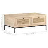 thumbnail of vidaXL Couchtisch 90x50x37 cm Mango Massivholz und Rohrgeflecht