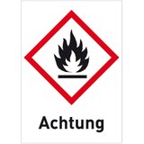 thumbnail of Aufkleber Entzündbar (GHS 02) Achtung, Folie, 37x52 mm, 500 Stück/Rolle