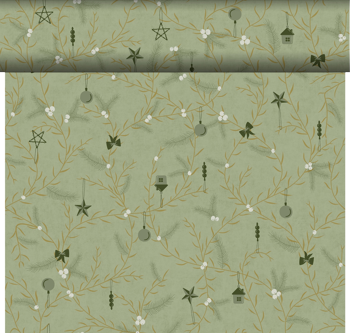 Duni Bio Dunicel® Tête-à-Tête-Tischläufer 0,4 x 24 m Noel Pistachio, 4 Stk/Krt (4 x 1 Stk)
