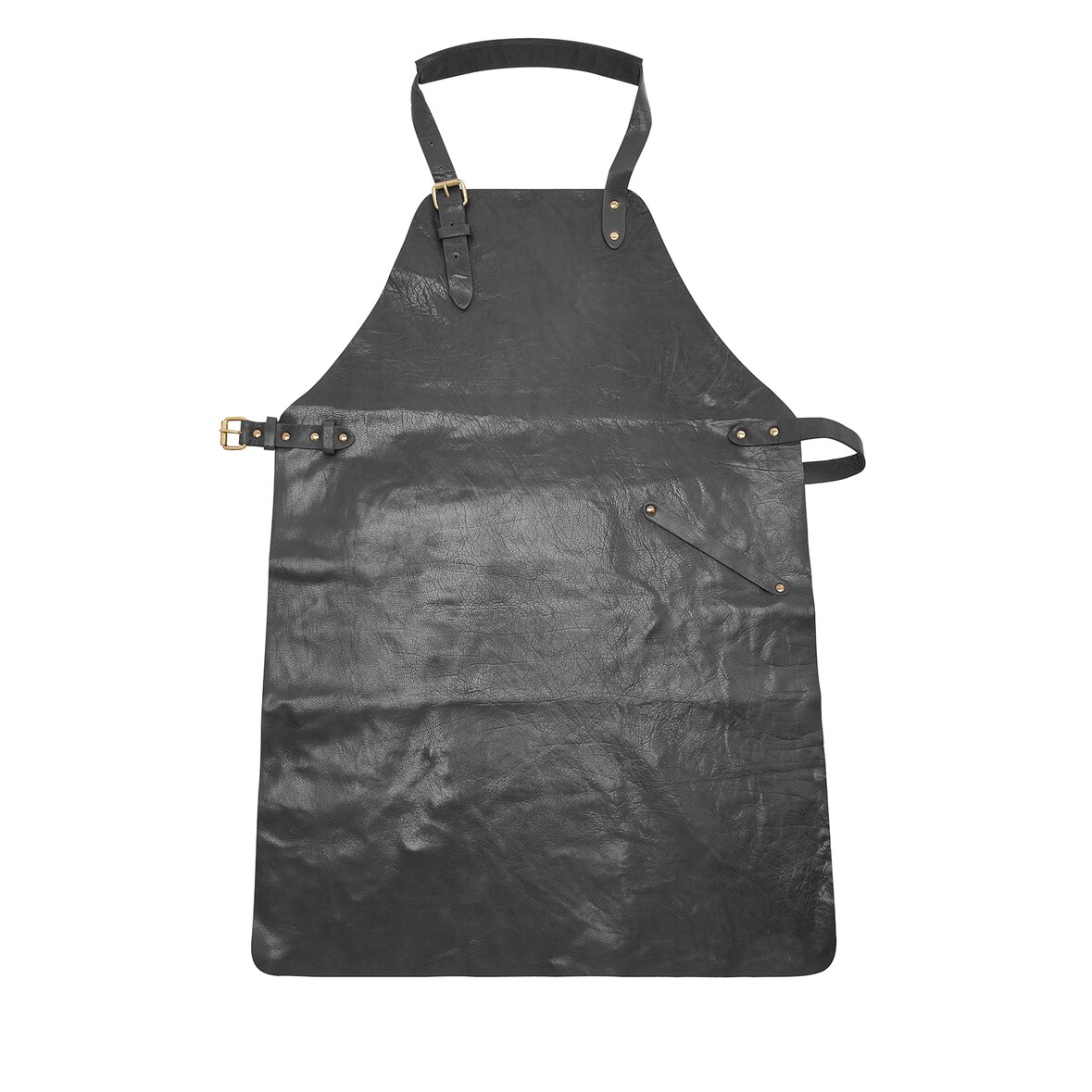 Served with Style - 78090 Black - Leren horecaschort (hoog)