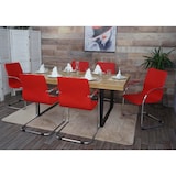 thumbnail of Set di 6 sedie da pranzo Samara, sedia da cucina a sbalzo poltrona sedia, acciaio ~ rosso