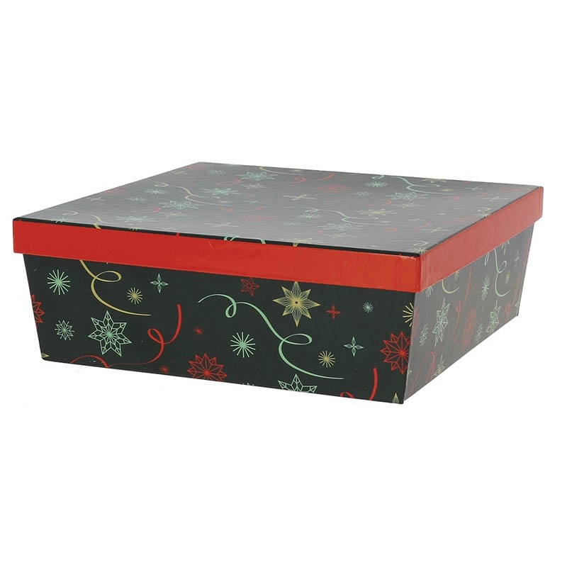CREAPAK Noël vert boite - carton carrée empilable, impression festive 26x26x9 cm - carton de 20