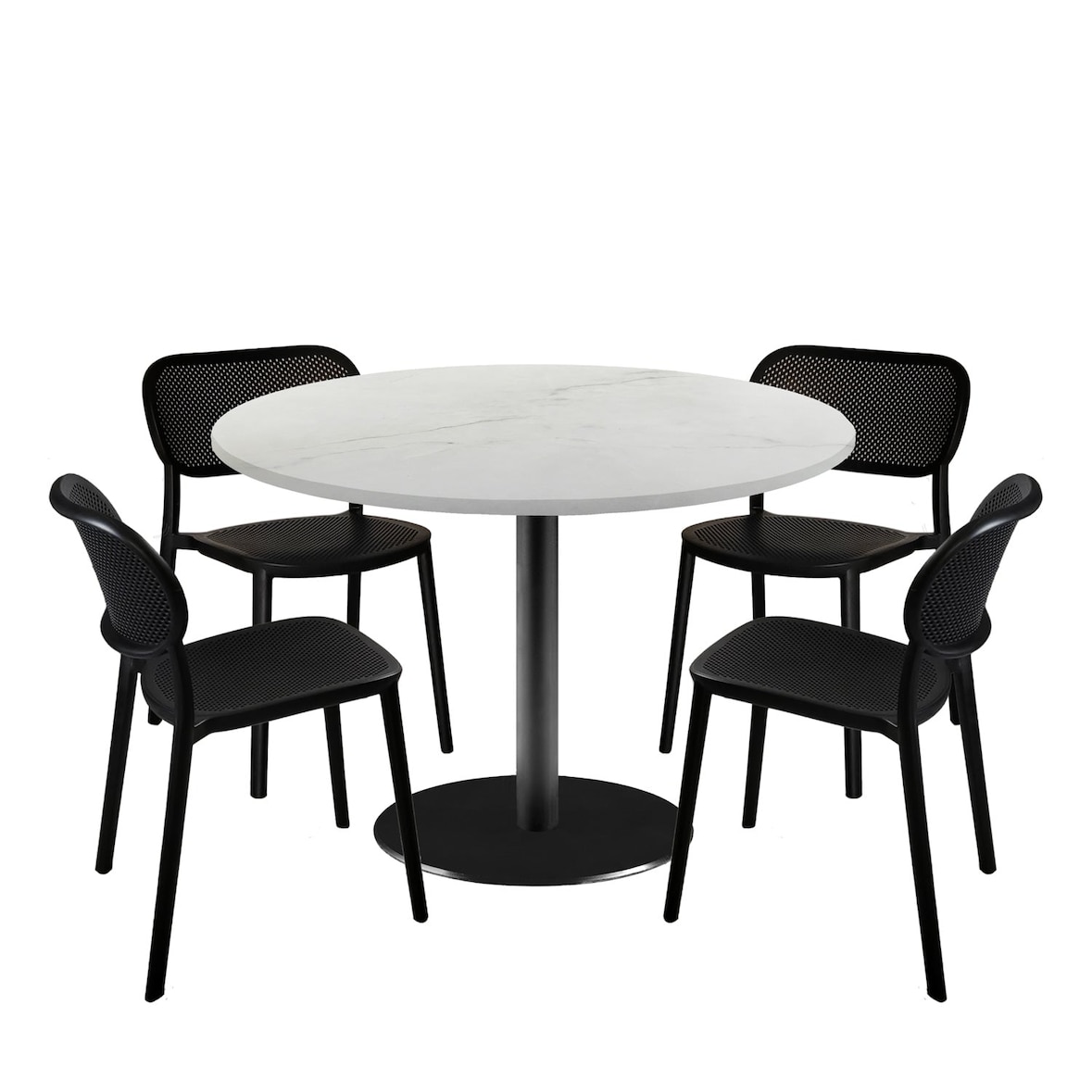 Esstisch-Set Rome Ø120cm und 4 Stühle - Modell Marmor Paros