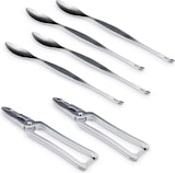 Cucharas y pinzas para cangrejo.