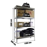 thumbnail of Scaffalatura metallica senza viti con vassoi metallici Ecoforte 5 ripiani. Colore galva/legno 2000x1500x600 mm