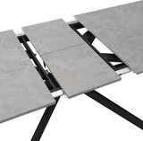 thumbnail of Erweiterbarer Esstisch MDF Schwarz/Grau mit Zementmuster 150/180x70x76 cm, Kreuzbein-Gestell