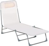 thumbnail of Tumbona Plegable y Reclinable con Reposacabezas y Respaldo Ajustable Crema