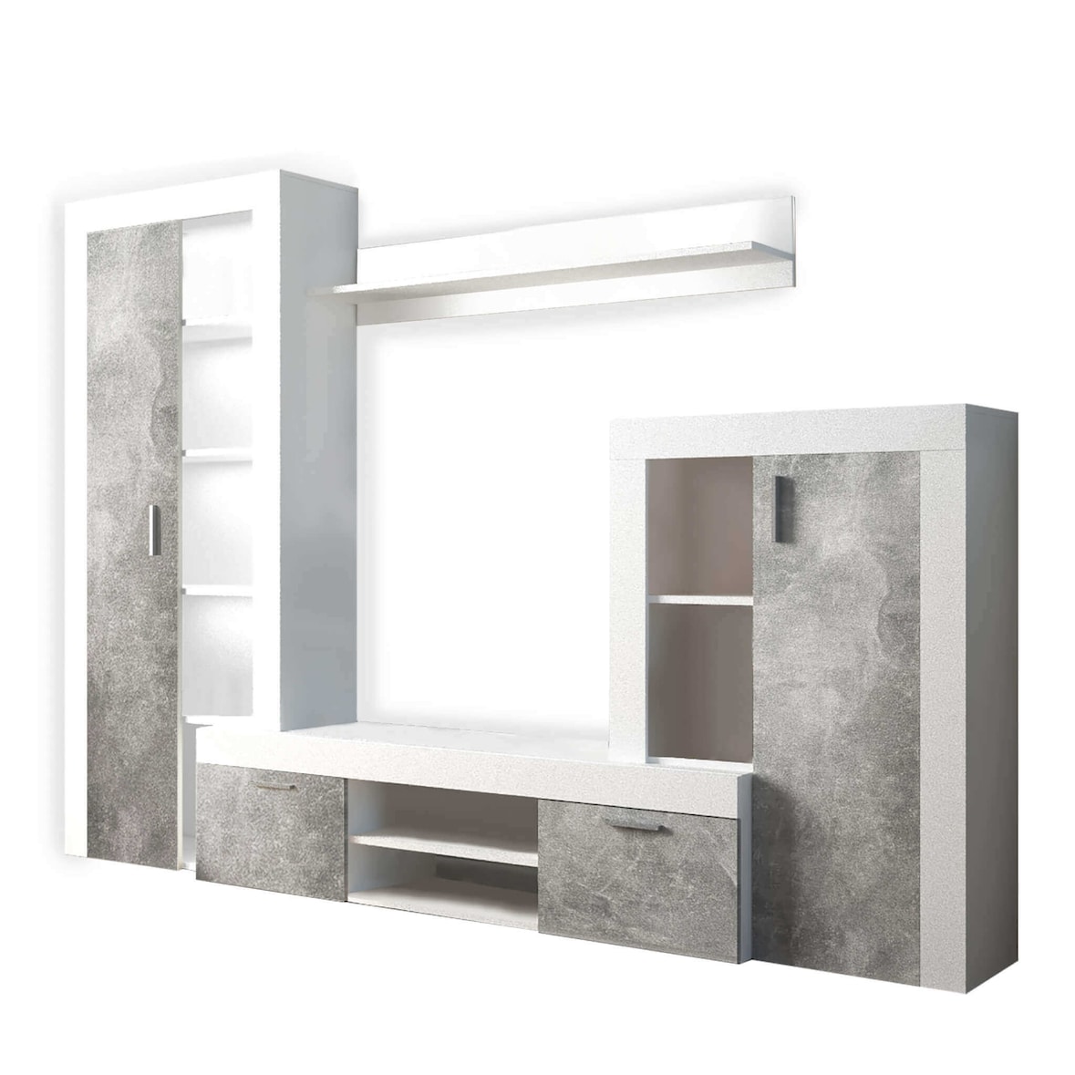 TITO parete attrezzata porta tv soggiorno moderna di design 263x40x200 h colore Cemento