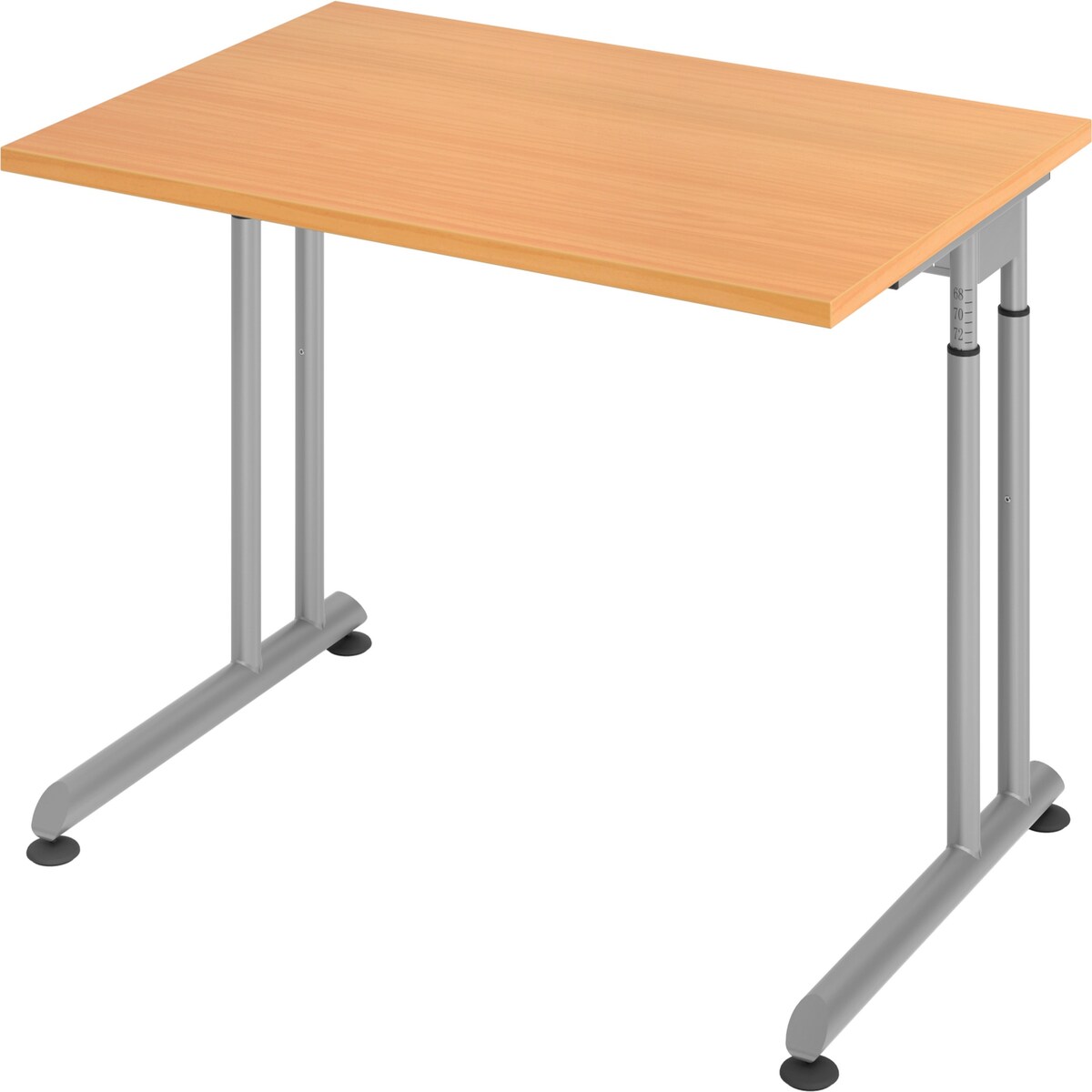 bümö höhenverstellbarer Schreibtisch Z-Serie 120x80 cm in Buche, Gestell in Silber - PC Tisch klein für's Büro manuell höhenverstellbar,