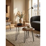 thumbnail of 2er Set Beistelltisch Sheesham Holz und Metall, Industrial-Design, Vielseitig. 60x60x56 cm | Kadima Design