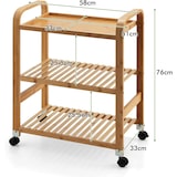 thumbnail of COSTWAY Bamboo Carrito de servicio en ruedas, Carrito de cocina con 3 estantes y manijas, Estante de almacenamiento con ruedas extraíbles
