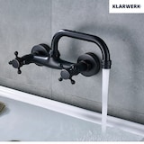 thumbnail of JULIAN | Retro Mischbatterie Wandmontage Armatur Schwarz | Küche Bad Vintage Wasserhahn Wand altmodisch Edelstahl - Gastronomie 360° drehbar