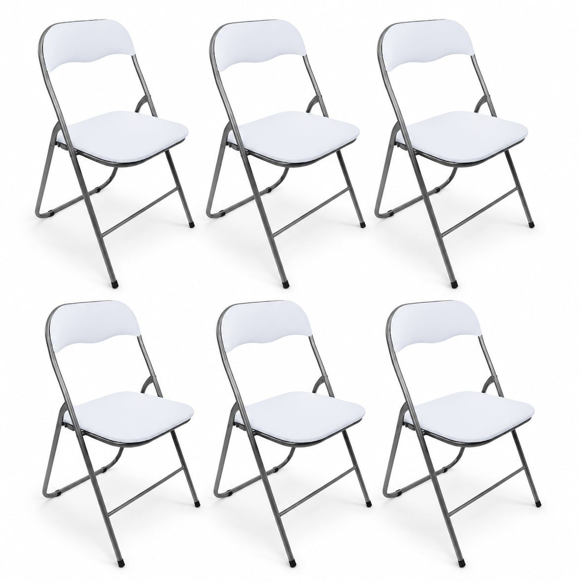 Set 6 Sedie Pieghevoli Apri e chiudi richiudibili imbottite Salvaspazio in Acciaio da giardino picnic Colore BIANCO