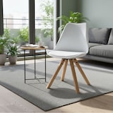 thumbnail of Set de 4 sillas de polipropileno con patas de madera, con cojín acolchado, estilo minimalista, para cocina, comedor, bar, restaurantes - SABINA/Blanco
