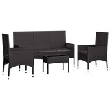 thumbnail of vidaXL 4-tlg. Garten-Lounge-Set mit Kissen Schwarz Poly Rattan