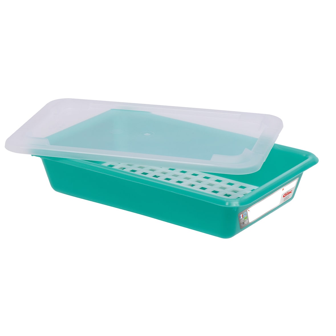 GILAC Bac plat HACCP avec grille + couvercle - 3 L - Vert G190136