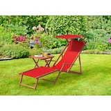 thumbnail of Sonnenliege Deckchair rot Liegestuhl klappbare Gartenliege Holz Strandstuhl Gartenmöbel 10-308KD