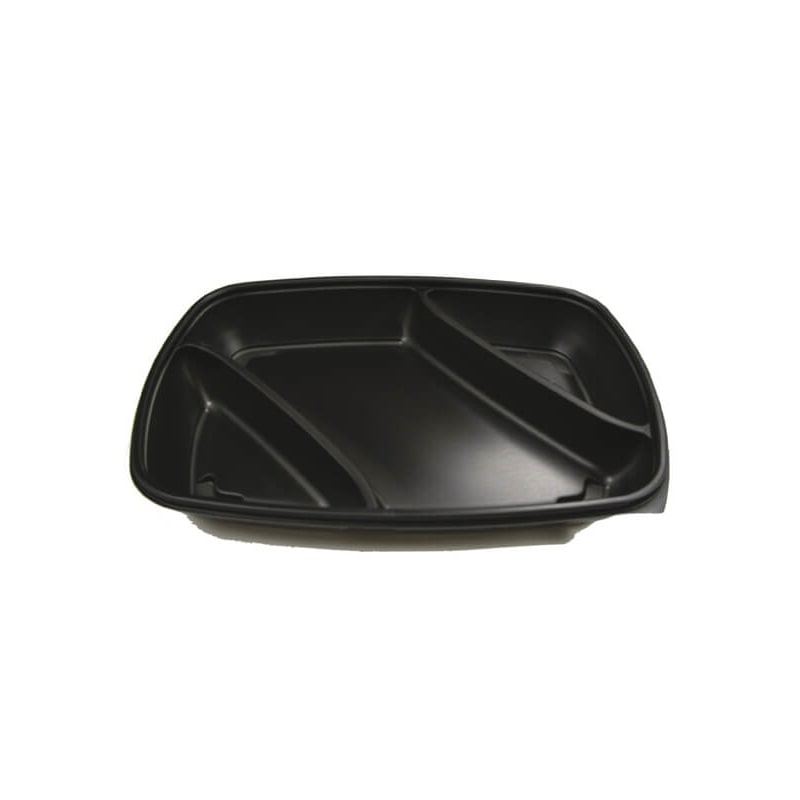 150x Menüschale, PP, schwarz, dreigeteilt, 175/600/200ml