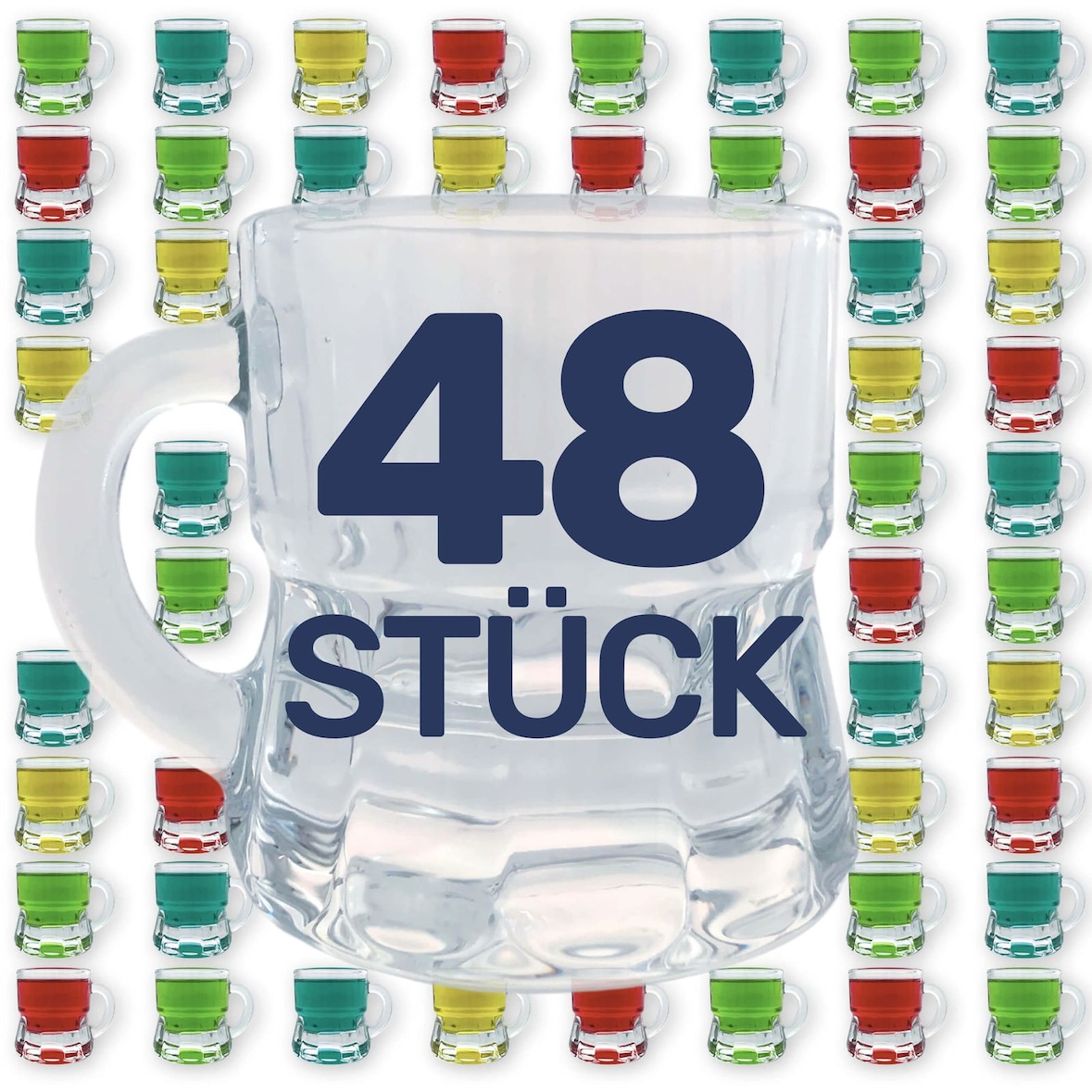48 Stück Schnapsglas Schnapsgläser Schnaps Stamper Kurze Glas mit Henkel 2cl