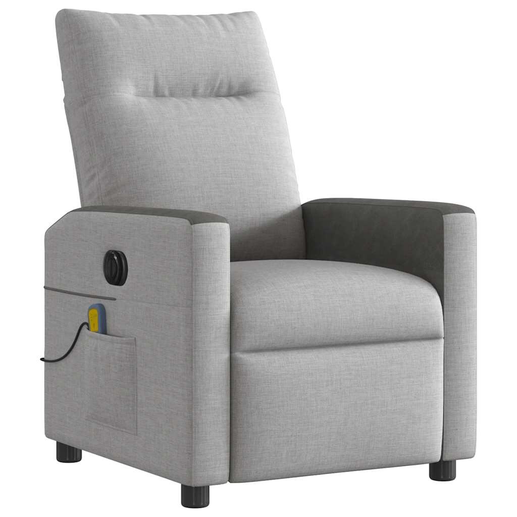 vidaXL Massagesessel Elektrisch Wolkengrau Stoff