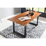 thumbnail of SalesFever Esstischgruppe 5-tlg. | 160 x 85 cm | Platte Akazie 26 mm cognac | Metallgestell schwarz | 4 Armlehnstühle aus Samt | braun – schwarz